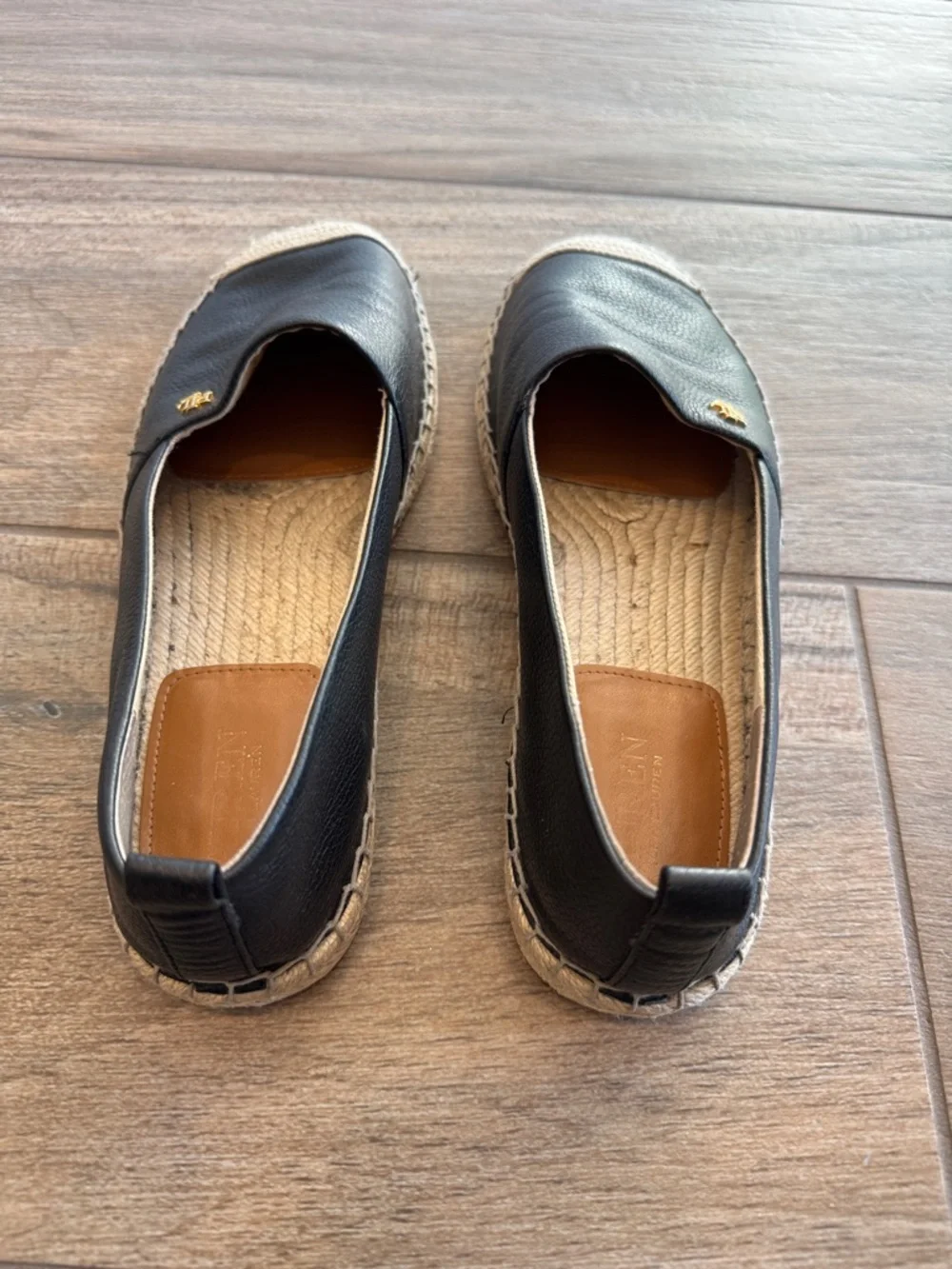 Ralph Lauren Black Leather Espadrille Slip-ons. Women’s size 9 - Picture 5 of 11